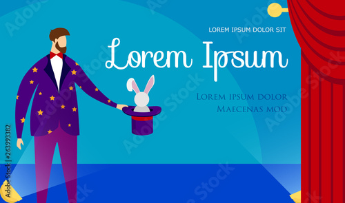 Magician in Costume Performing Tricks with Rabbit.