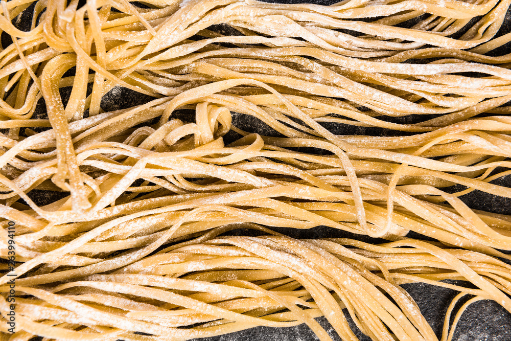 Close up view on homemade uncooked pasta Close up view on homemade uncooked pasta