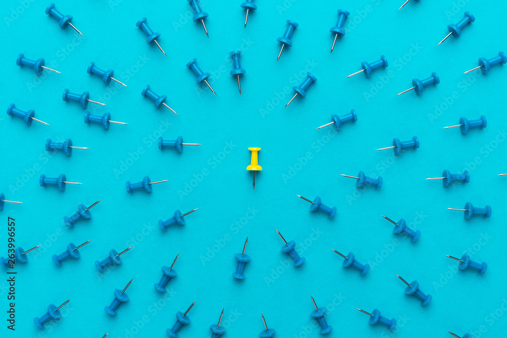 yellow push pin out of the crowd conceptual photo of attack on person for views yellow push pin out of the crowd conceptual photo of attack on person for views