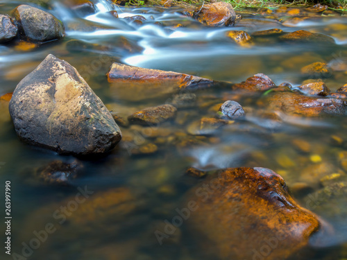 Multiple exposure of the cold stream of a ravine in the mountains near the colonial town of Villa de Leyva, in the central region of the Colombian Andes.