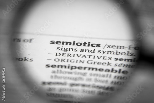 Word or phrase semiotics in a dictionary. photo
