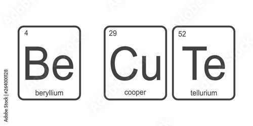 The chemical elements of the periodic table,funny phrase -be cute on white background
