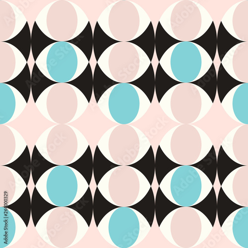 Circle and semicircle abstract vector pattern, geometric background