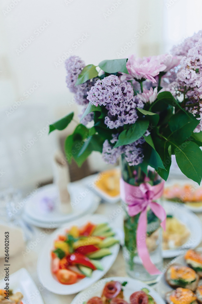 wedding decor, flowers and floral design at the banquet and ceremony