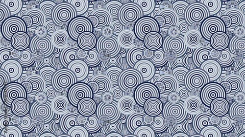 Blue Seamless Overlapping Concentric Circles Pattern Illustrator