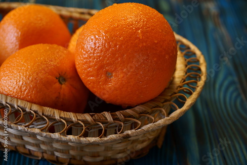 fresh oranges in a basket