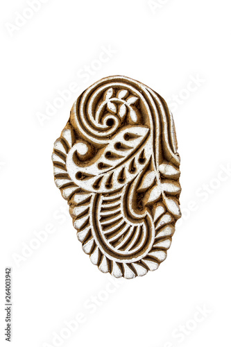 kalamkari indian stamp, white background isolated