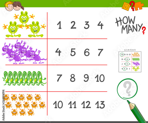 monsters counting game cartoon illustration
