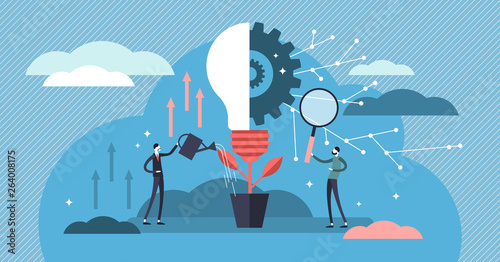 Innovation vector illustration. Flat tiny creativity ideas persons concept.
