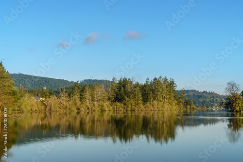 Calm Waters Along Mud Bay, Puget Sound At Early Morning