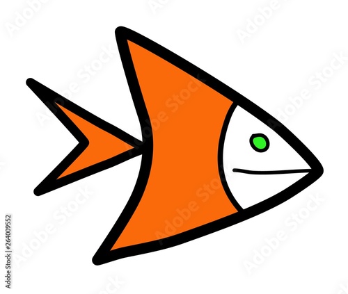 Cartoon Fish Drawing Isolated On White Background