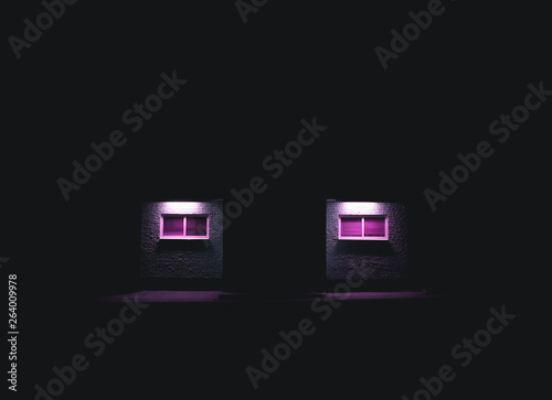 Neon industrial building night
