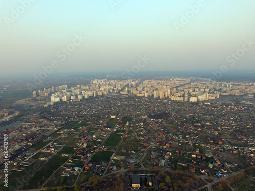 Aerial view of the Saburb landscape  drone image . Near Kiev Ukraine