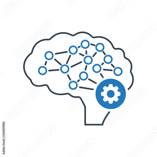 Brain icon with settings sign. Intelligence icon and customize, setup, manage, process symbol