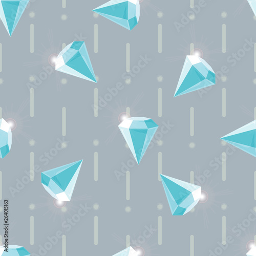 Seamless pattern jewelry with precious stones, diamonds, vector illustration