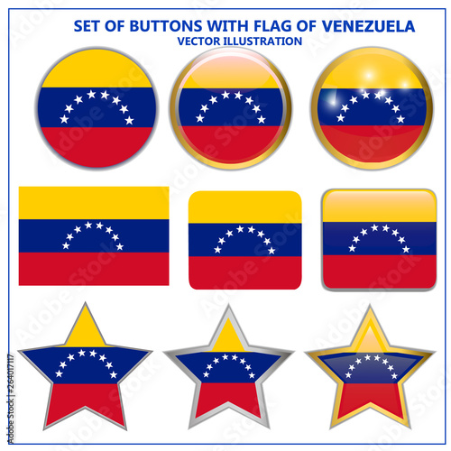 Bright buttons with flag of Venezuela. Colorful illustration with flag for web design. Banner with white background. Free Download Bright buttons with flag of Venezuela. Colorful illustration with flag for web design. Banner with white background. - GFXLoad