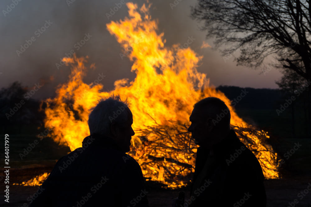 Easter fire with two men