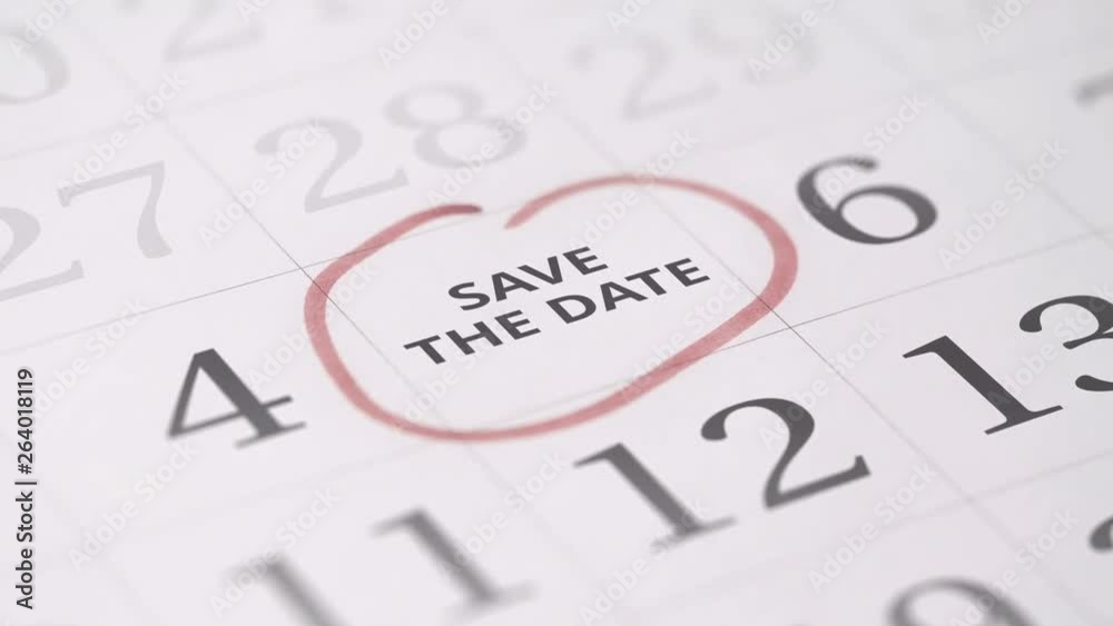 Marked the fifth 5 day of a month in the calendar transforms into SAVE THE DATE text