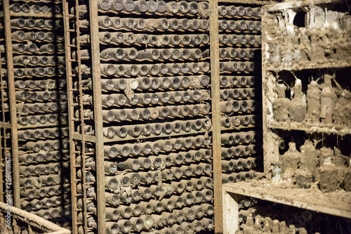 Photo of ancient wine cellar for graphic and web design, for website or mobile app.