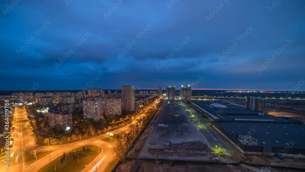 The beautiful cloud stream above the night city. time lapse The beautiful cloud stream above the night city. time lapse