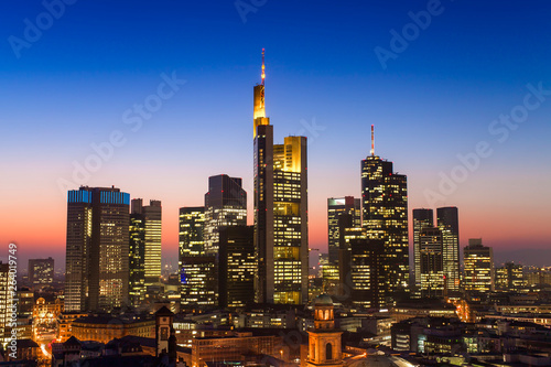cityscape of Frankfurt am Main city at sunset