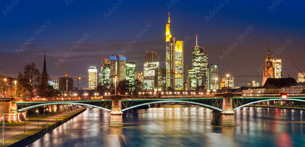Fototapeta premium Frankfurt am Main city skyline night view. Germany