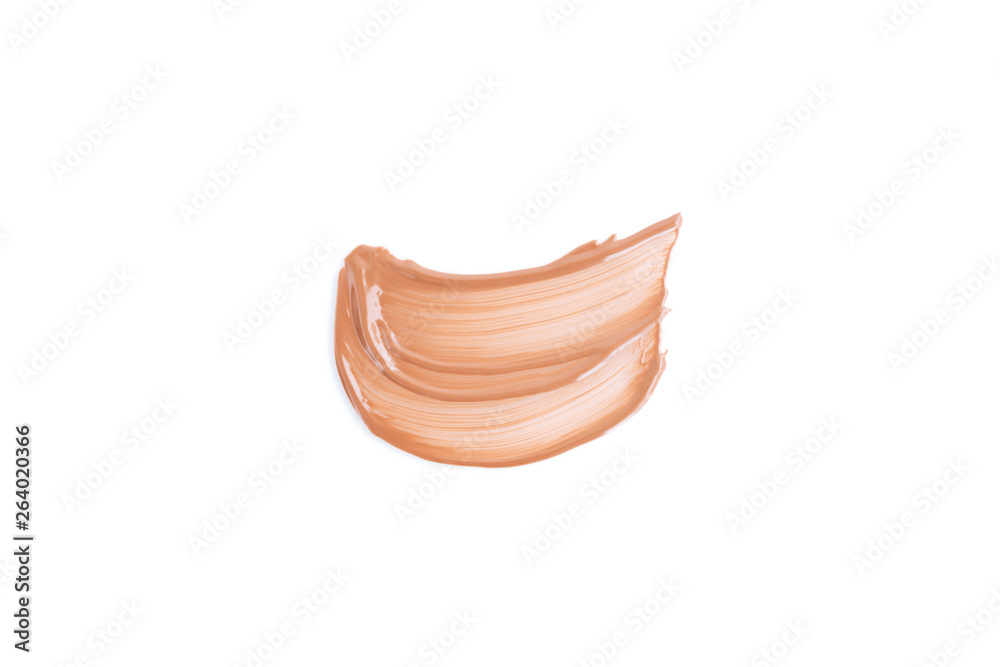 Beige smear of foundation. Cosmetics concept isolated on white background. Beige smear of foundation. Cosmetics concept isolated on white background.