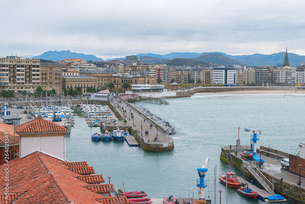 View of old harbor of Donostia - San Sebastian, Spain