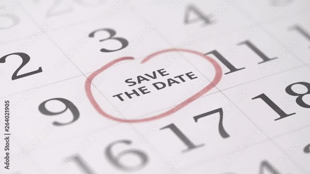 Marked the tenth 10 day of a month in the calendar transforms into SAVE THE DATE text