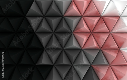 3d render coloful background. Paper pyramid geometric abstract illustration