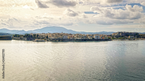 Town along the waterfront on Greek island of Corfu, Greece © CrackerClips