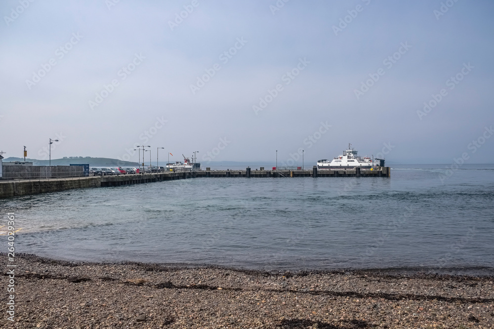 Largs Pier and the Cal-Mac Ferries on the River Clyde at Largs Scotland.