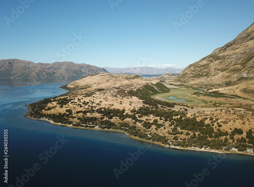 Glendu Bay aerial view near Wanaka, Otago, New Zealand photo