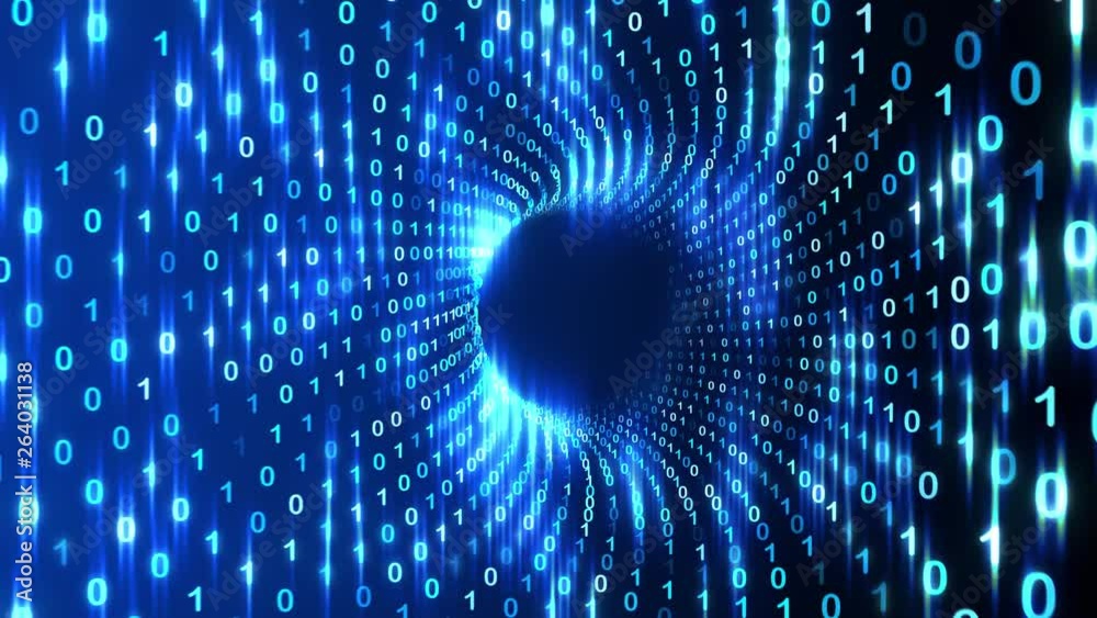 Flight in blue shiny binary tunnel. Internet and computer network cyberspace background. Slow motion. Flight in blue shiny binary tunnel. Internet and computer network cyberspace background. Slow motion.