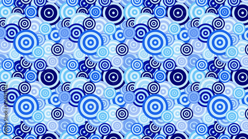 Blue Seamless Overlapping Concentric Circles Background Pattern