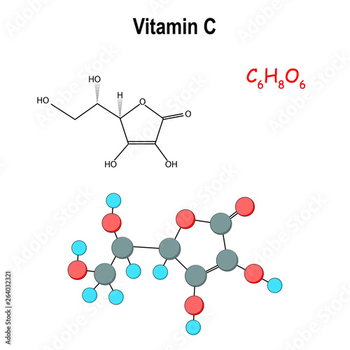 vitamin c. model of the molecule. Vitamin C molecular structure.