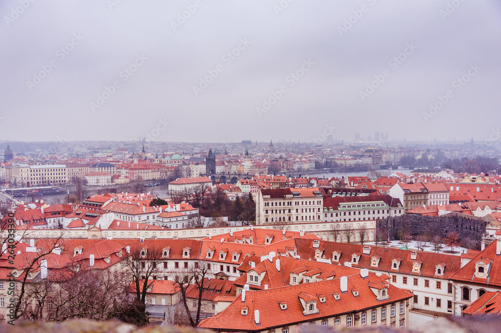Fototapeta premium Panoramic view of old city in Prague
