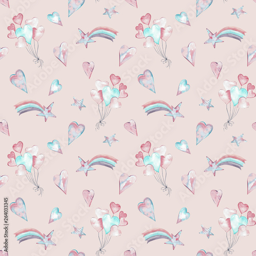 Watercolor seamless cute gi...