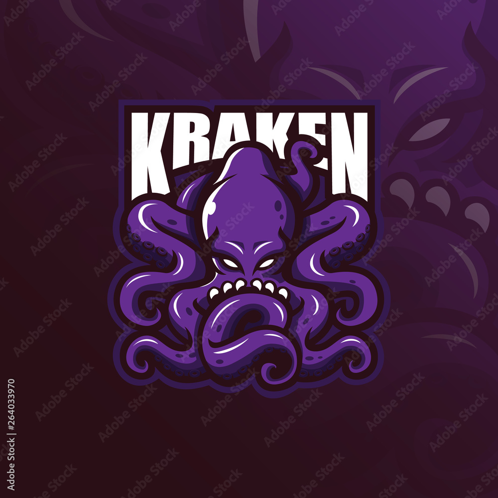 kraken mascot logo design vector with modern illustration concept style for badge, emblem and t shirt printing. angry octopus illustration.