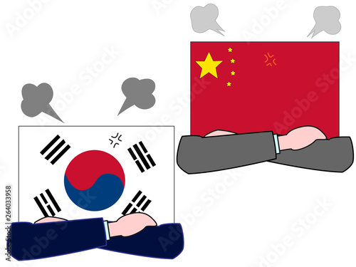 国と国の外交。韓国と中国との関係を表現している。