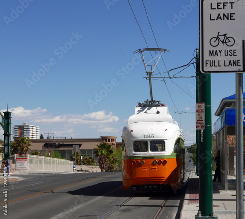 Refurbished streetcar in El Paso, Texas