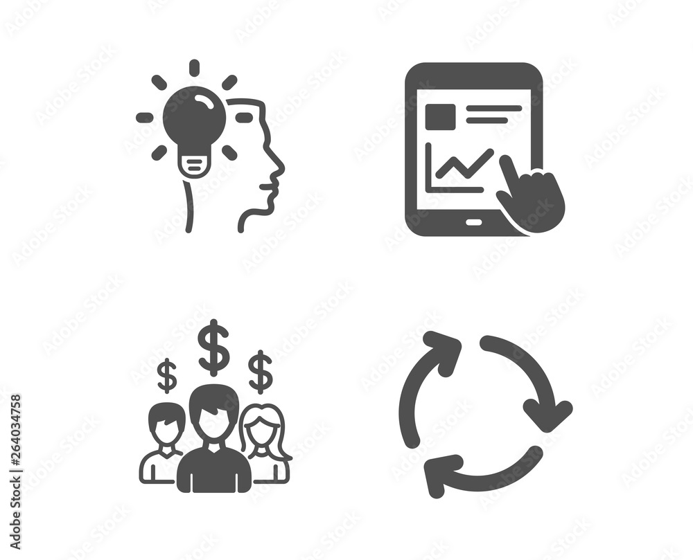 Set of Internet report, Idea and Salary employees icons. Recycling sign. Web tutorial, Professional job, People earnings. Reduce waste. Classic design internet report icon. Flat design. Vector Set of Internet report, Idea and Salary employees icons. Recycling sign. Web tutorial, Professional job, People earnings. Reduce waste. Classic design internet report icon. Flat design. Vector