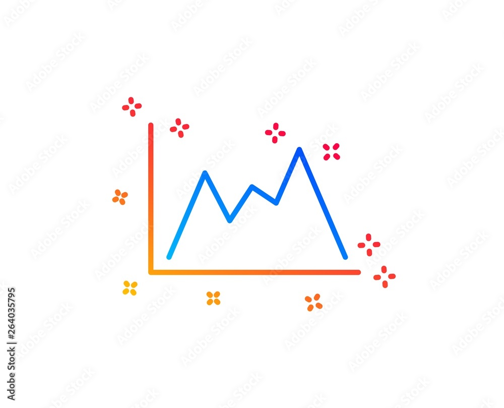 Obraz premium Line chart icon. Financial growth graph sign. Stock exchange symbol. Gradient design elements. Linear diagram icon. Random shapes. Vector