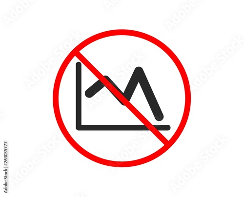 No or Stop. Line chart icon. Financial graph sign. Stock exchange symbol. Prohibited ban stop symbol. No line chart icon. Vector