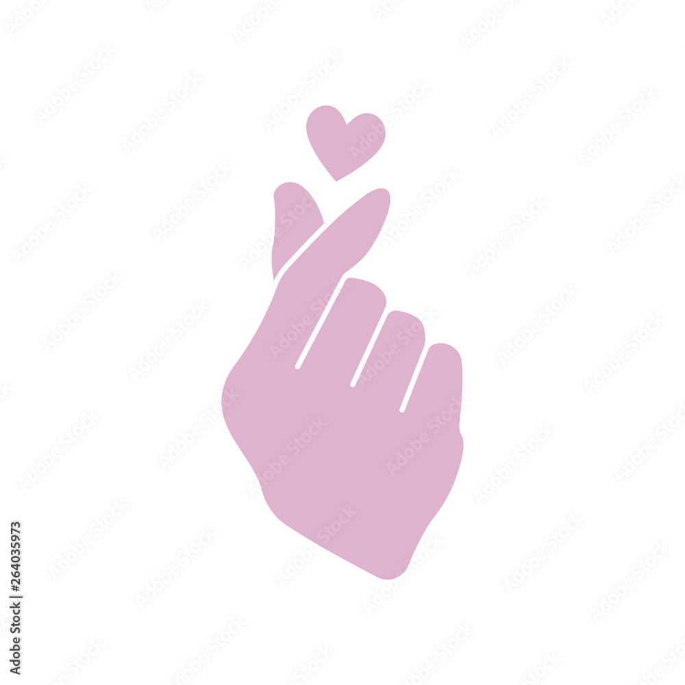 Korean Finger Heart Icon - Cute finger heart gesture icon isolated on white background and part of K-Pop icon collection