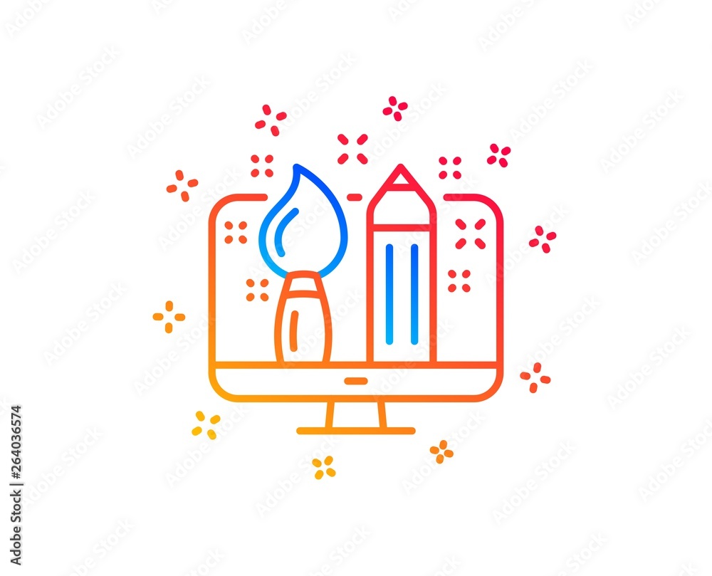 Creative design line icon. Graphic designer sign. Brush and pencil symbol. Gradient design elements. Linear creative design icon. Random shapes. Vector Creative design line icon. Graphic designer sign. Brush and pencil symbol. Gradient design elements. Linear creative design icon. Random shapes. Vector