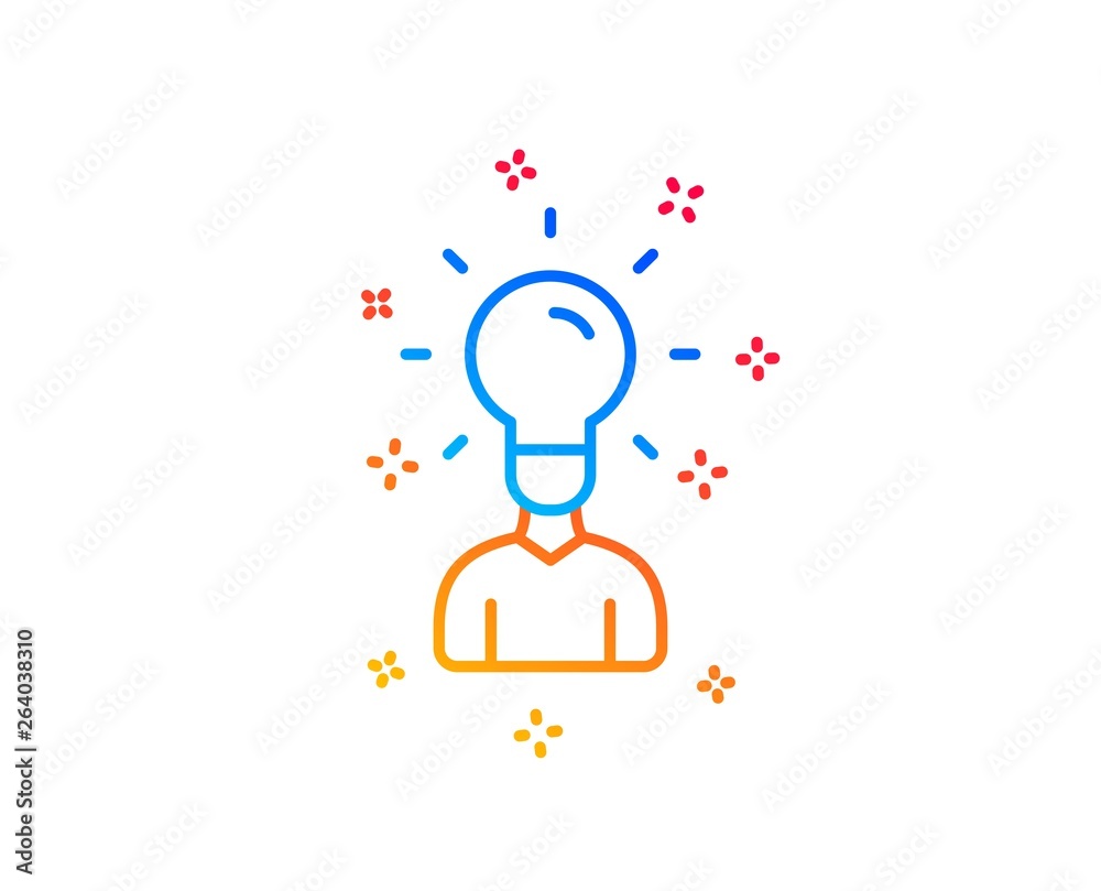 Human silhouette with Idea lamp line icon. Business or Education concept sign. Gradient design elements. Linear education icon. Random shapes. Vector