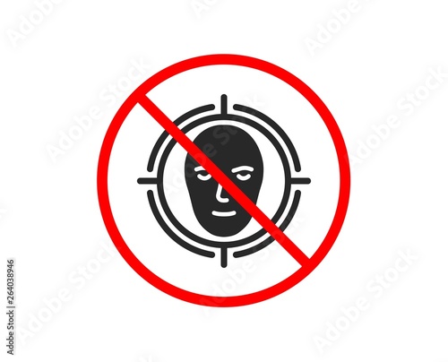 Free Download No or Stop. Face detect target icon. Head recognition sign. Identification symbol. Prohibited ban stop symbol. No face detect icon. Vector - GFXLoad