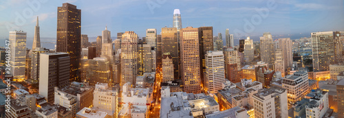 San Francisco Downtown Panorama. High above Union Square, San Francisco, California, USA.  © Yuval Helfman