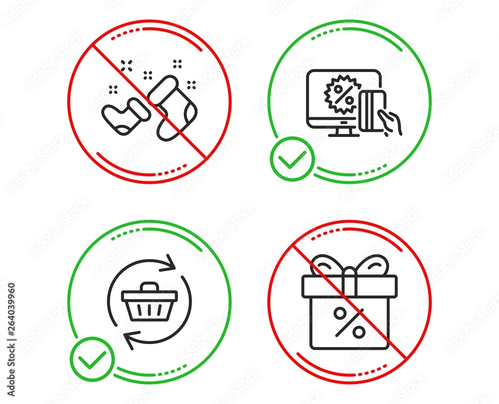 Do or Stop. Santa boots, Refresh cart and Online shopping icons simple set. Discount offer sign. New year, Online shopping, Black friday. Gift box. Holidays set. Line santa boots do icon. Vector Do or Stop. Santa boots, Refresh cart and Online shopping icons simple set. Discount offer sign. New year, Online shopping, Black friday. Gift box. Holidays set. Line santa boots do icon. Vector